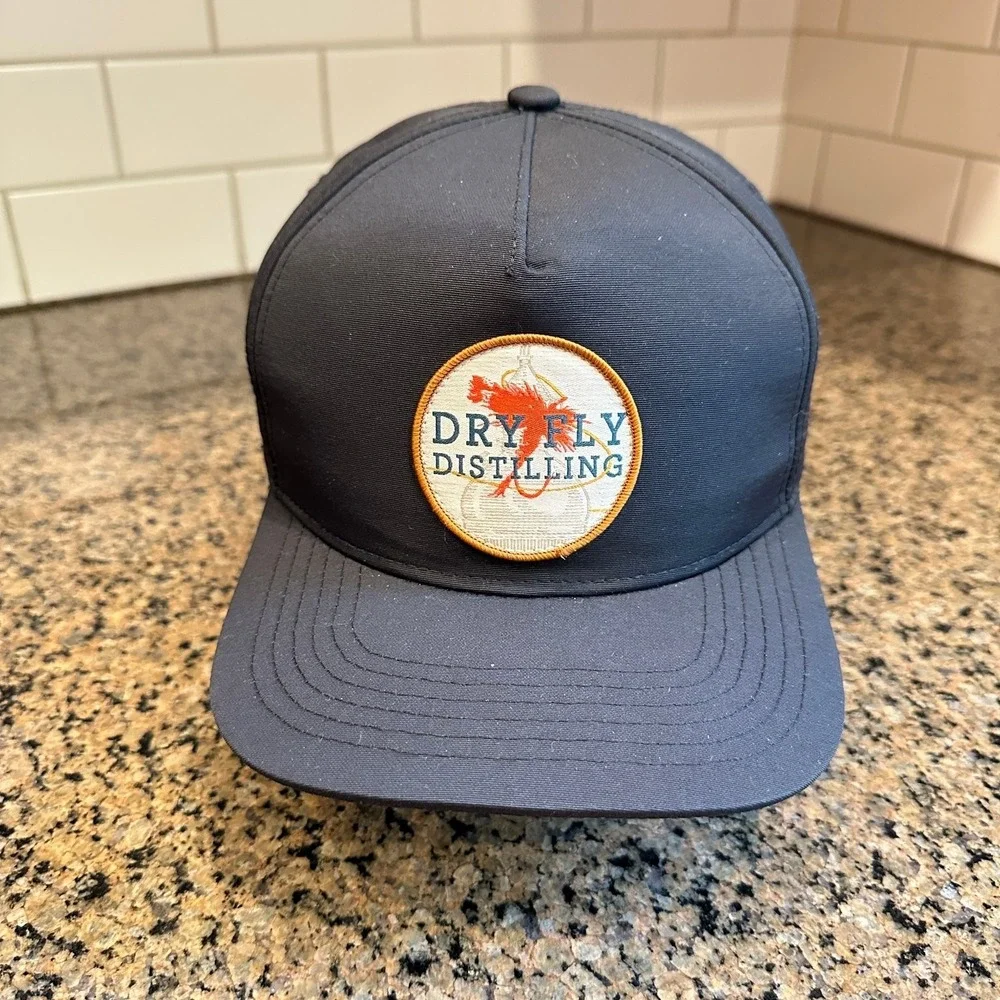 Dry‎ Fly Distilling Trucker Hat Men's Adjustable Black Fishing Lure Cap
